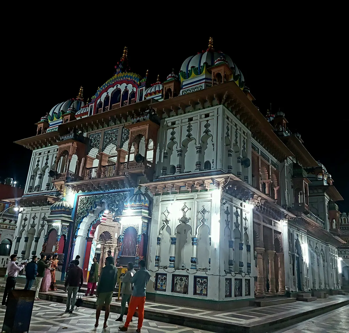 Janaki Mandir illuminated at night